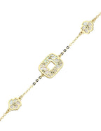 Reversible Pink White Mother-of-Pearl Gold Bracelet