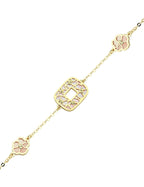 Reversible Pink White Mother-of-Pearl Gold Bracelet