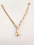 14K Heart Paperclip Chain Gold Bracelet