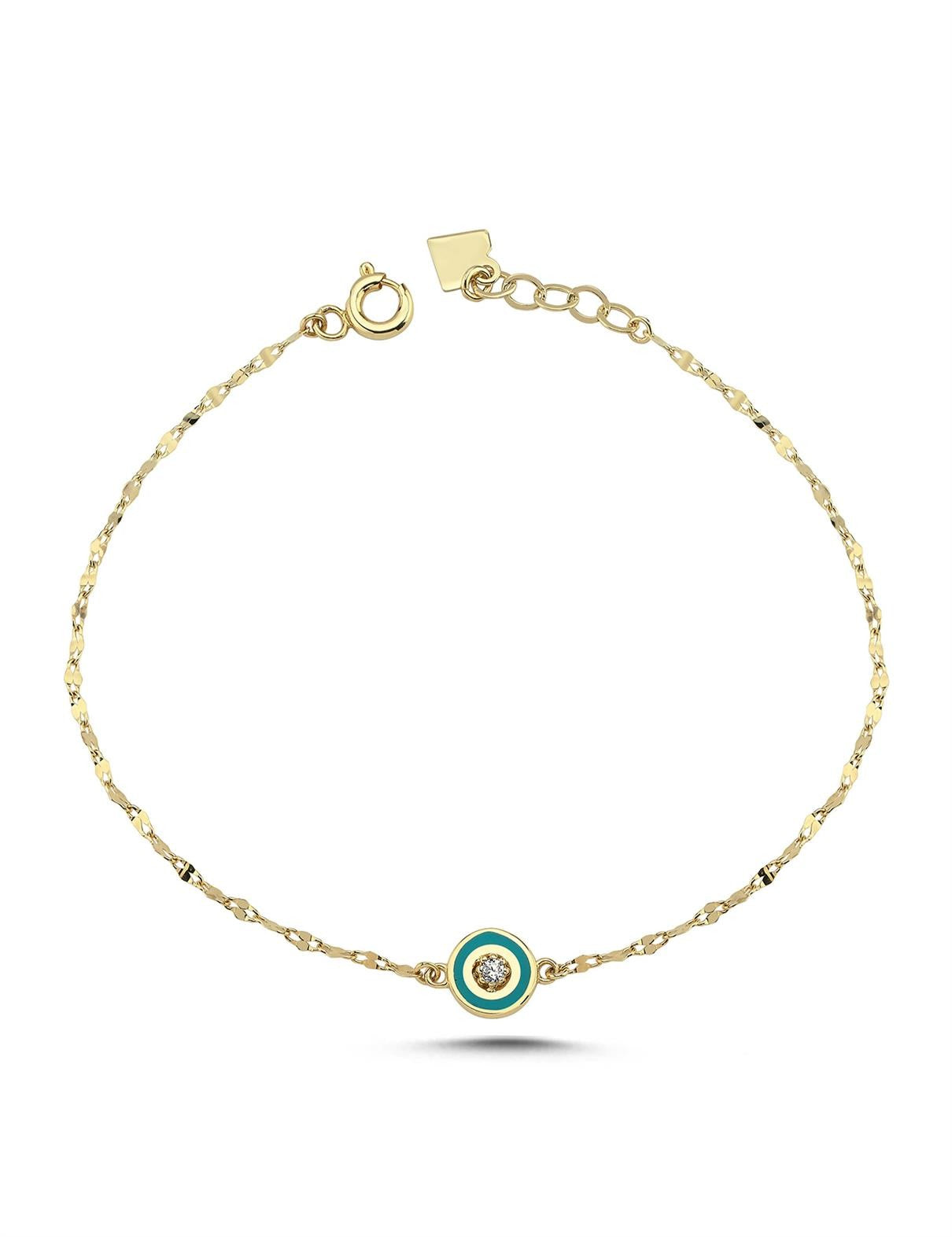 Turquoise Inner White Stone-Set Gold Bracelet Main image