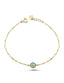 Turquoise Inner White Stone-Set Gold Bracelet
