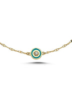 Turquoise Inner White Stone-Set Gold Bracelet