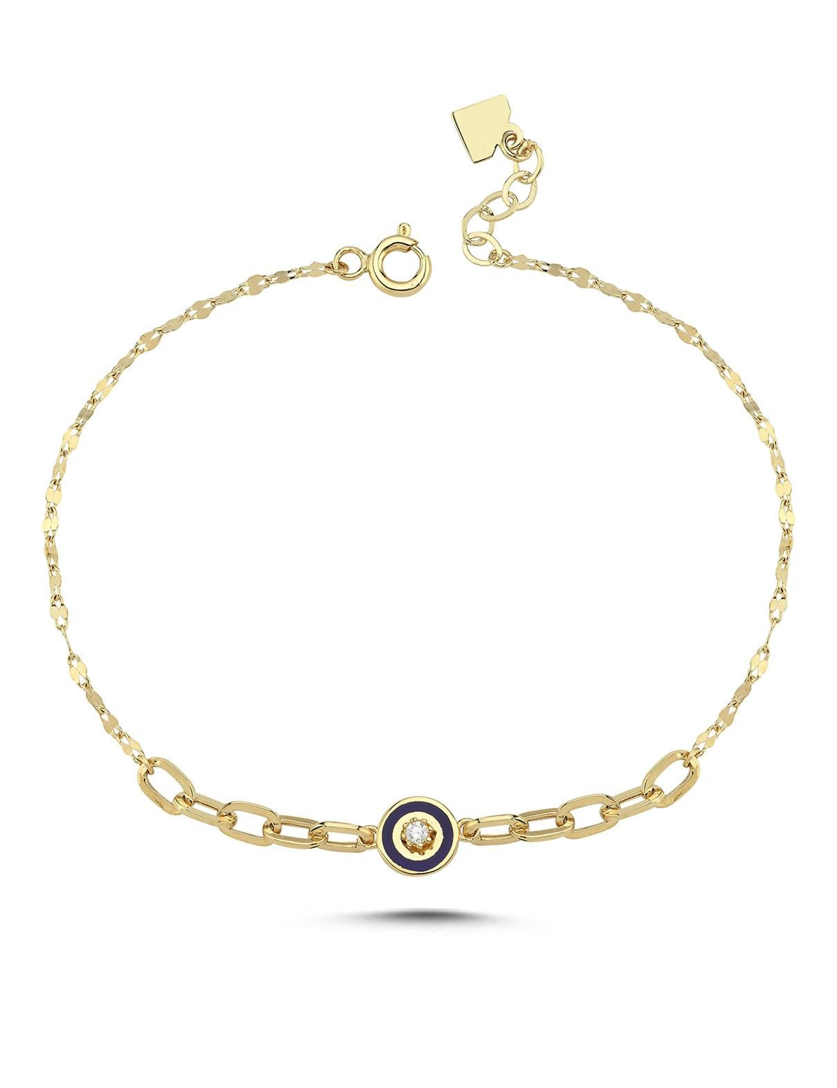 Round Navy Inner Stone-Set Gold Bracelet Main image