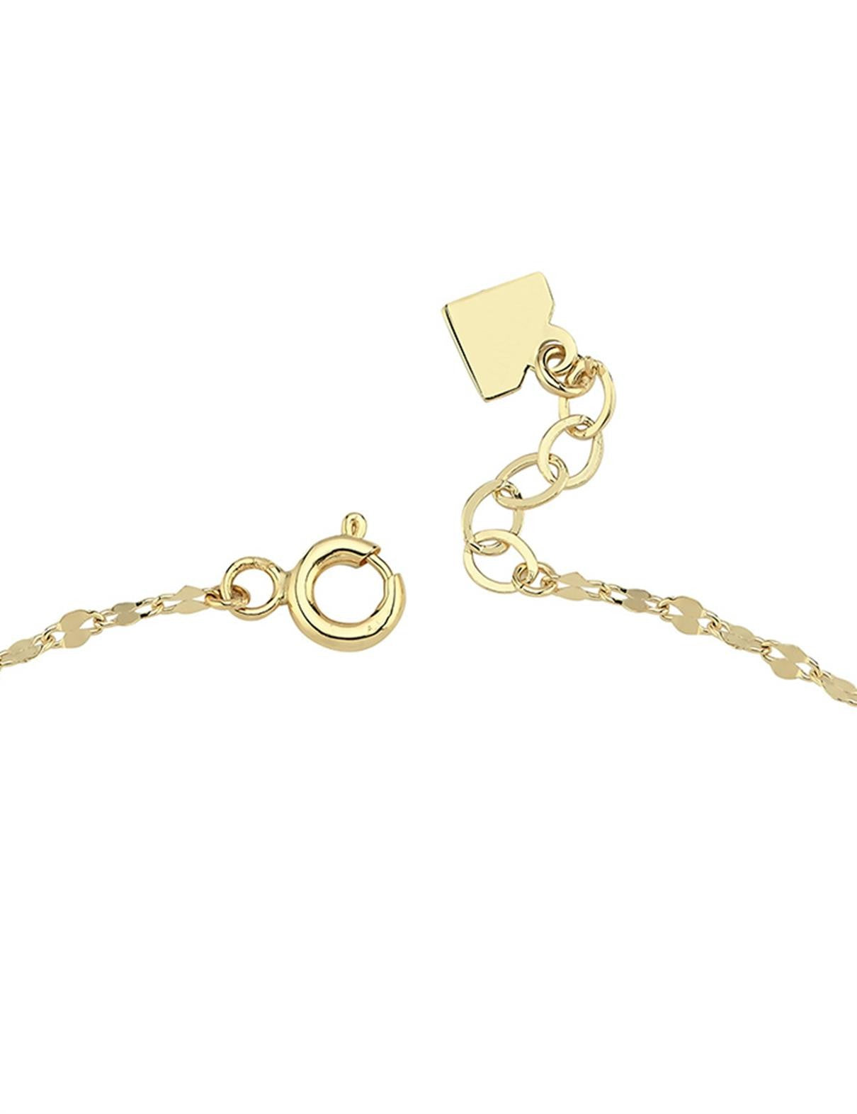 Round Navy Inner Stone-Set Gold Bracelet