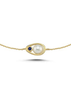 Blue White Stone-Set Gold Bracelet