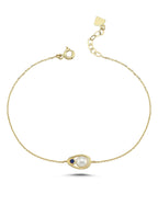 Blue White Stone-Set Gold Bracelet