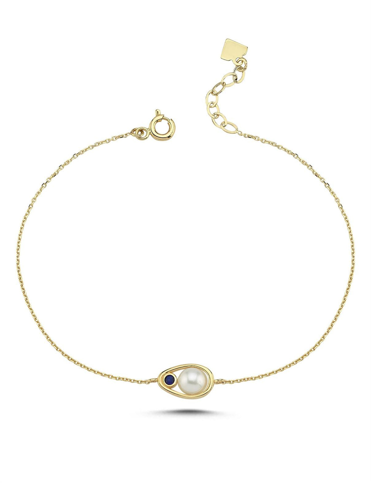 Blue White Stone-Set Gold Bracelet