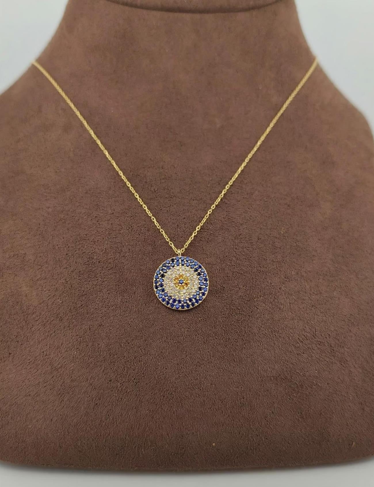 Evil Eye Stone-Set Gold Necklace Secondary image