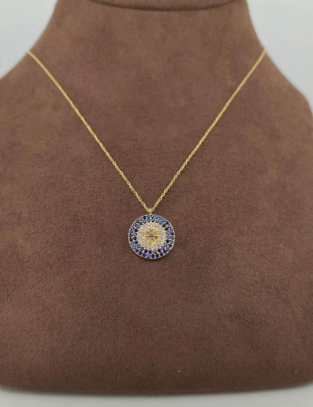 Evil Eye Stone-Set Gold Necklace