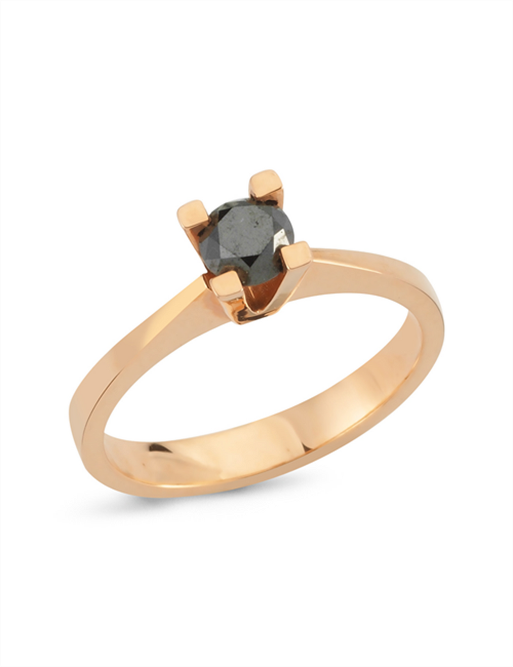 0.49 Carat Rose Gold Black Diamond Solitaire Ring