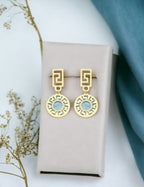 Turquoise Mother-of-Pearl Modern Geo Gold Earrings