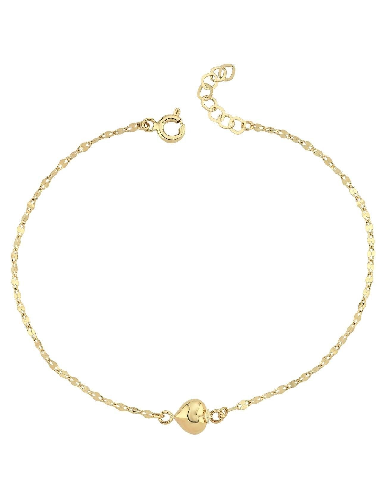 14K Gold Boomerang Heart Bracelet