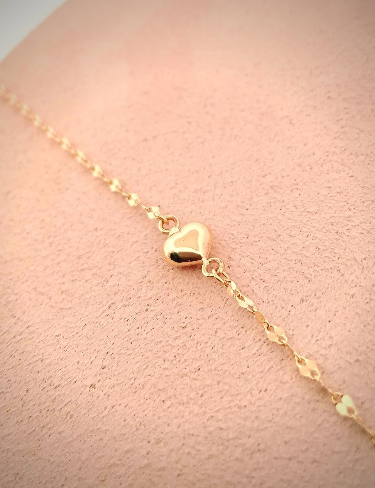 14K Gold Boomerang Heart Bracelet