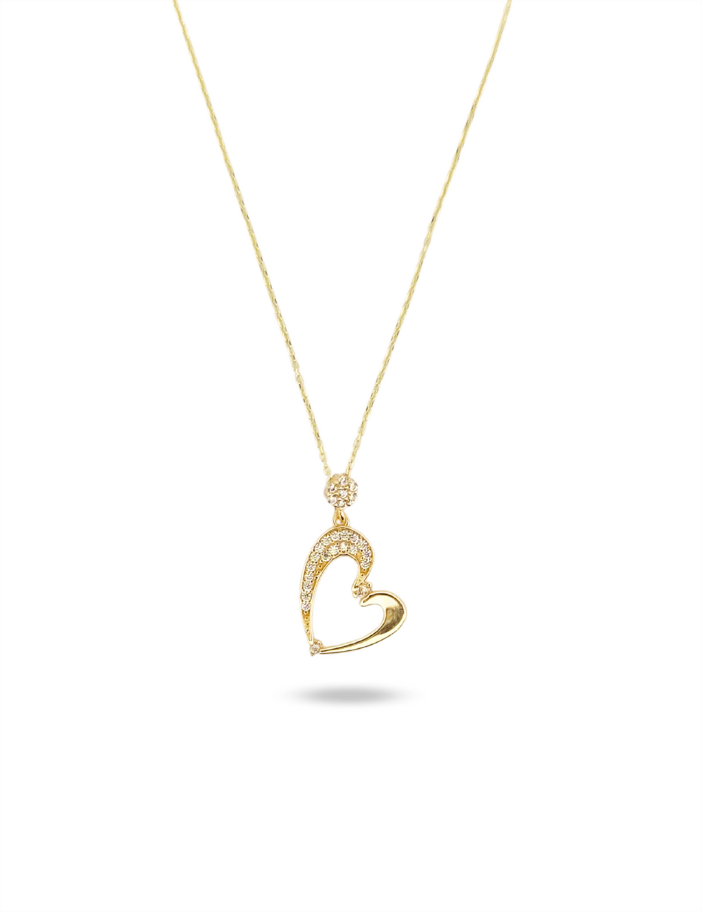 Stone-Set Heart Gold Necklace