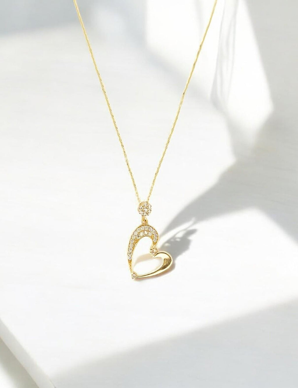 Stone-Set Heart Gold Necklace