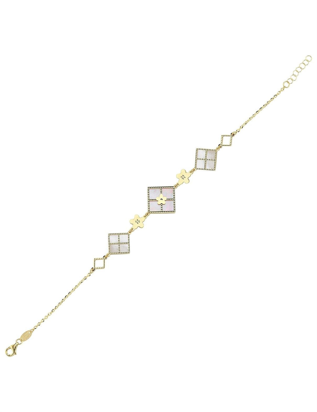 Reversible Pink White Mother-of-Pearl Gold Bracelet