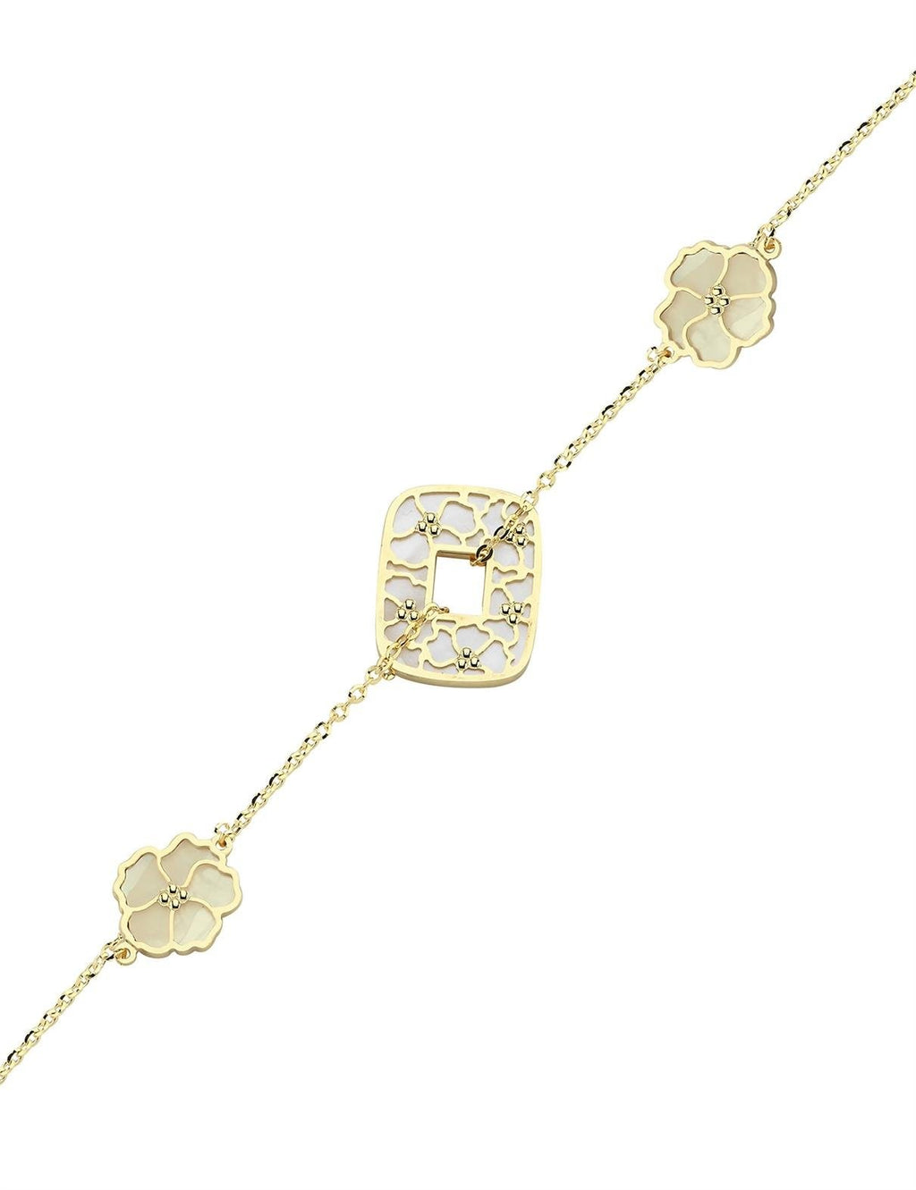 Reversible Pink White Mother-of-Pearl Gold Bracelet