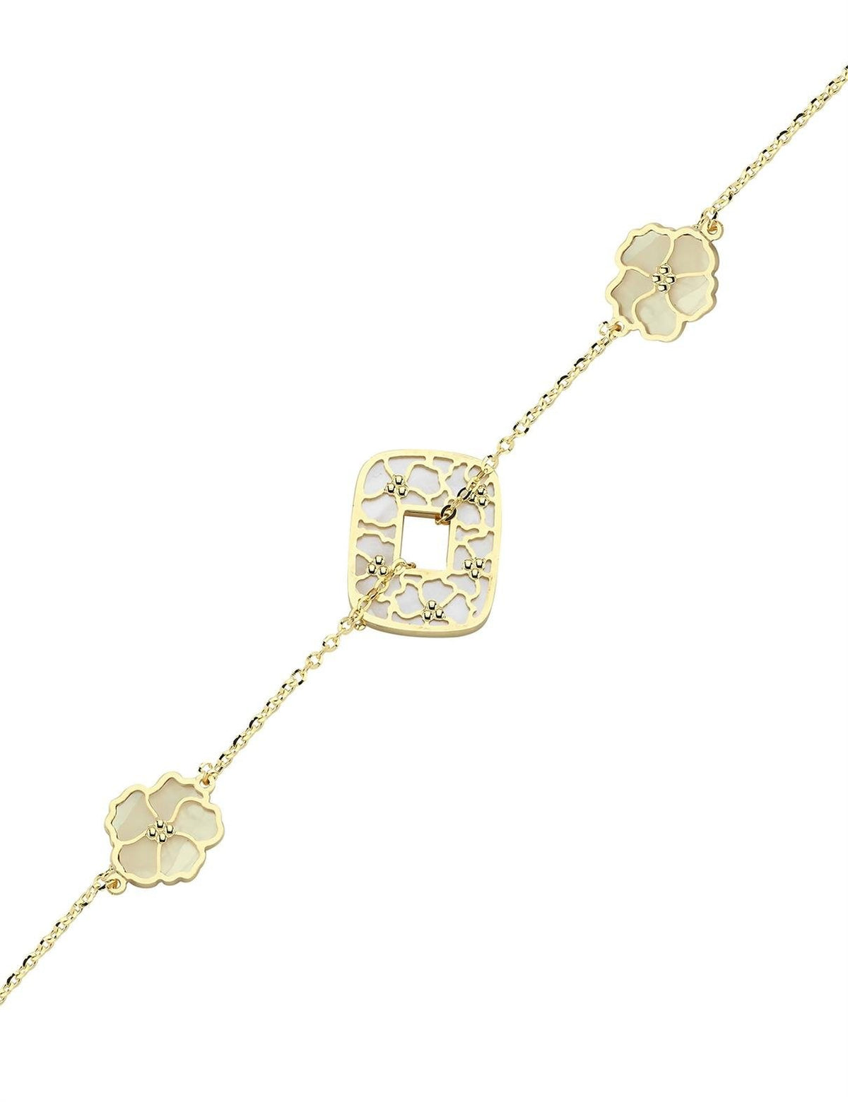 Reversible Pink White Mother-of-Pearl Gold Bracelet