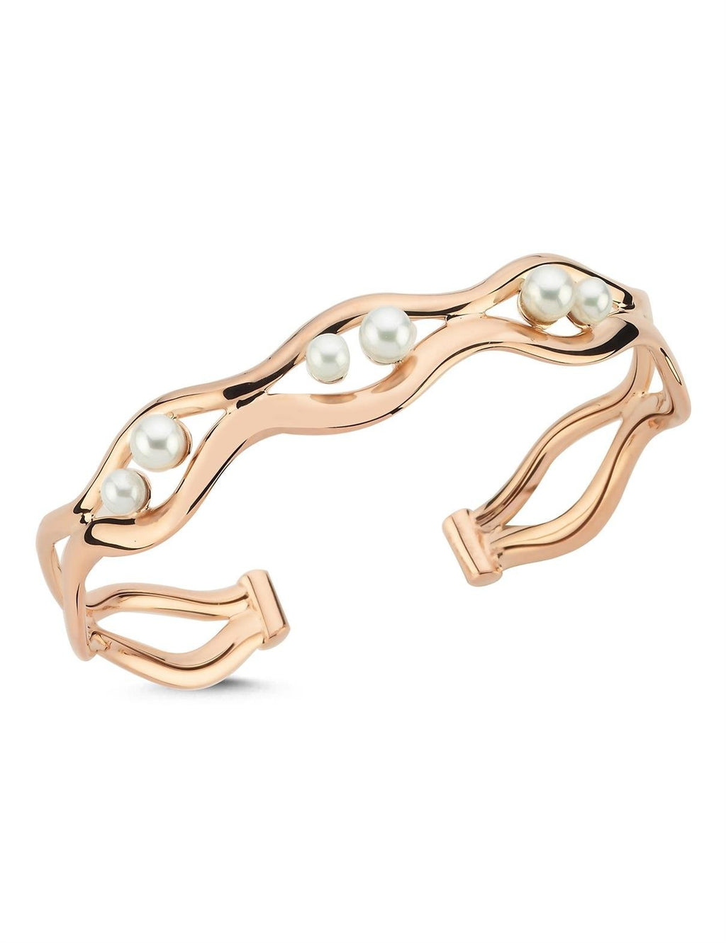 Pearl Stone-Set Rose Gold Bracelet Bangle