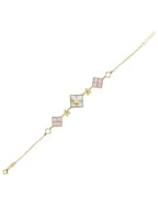 Reversible Pink White Mother-of-Pearl Gold Bracelet