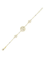 Reversible Pink White Mother-of-Pearl Gold Bracelet