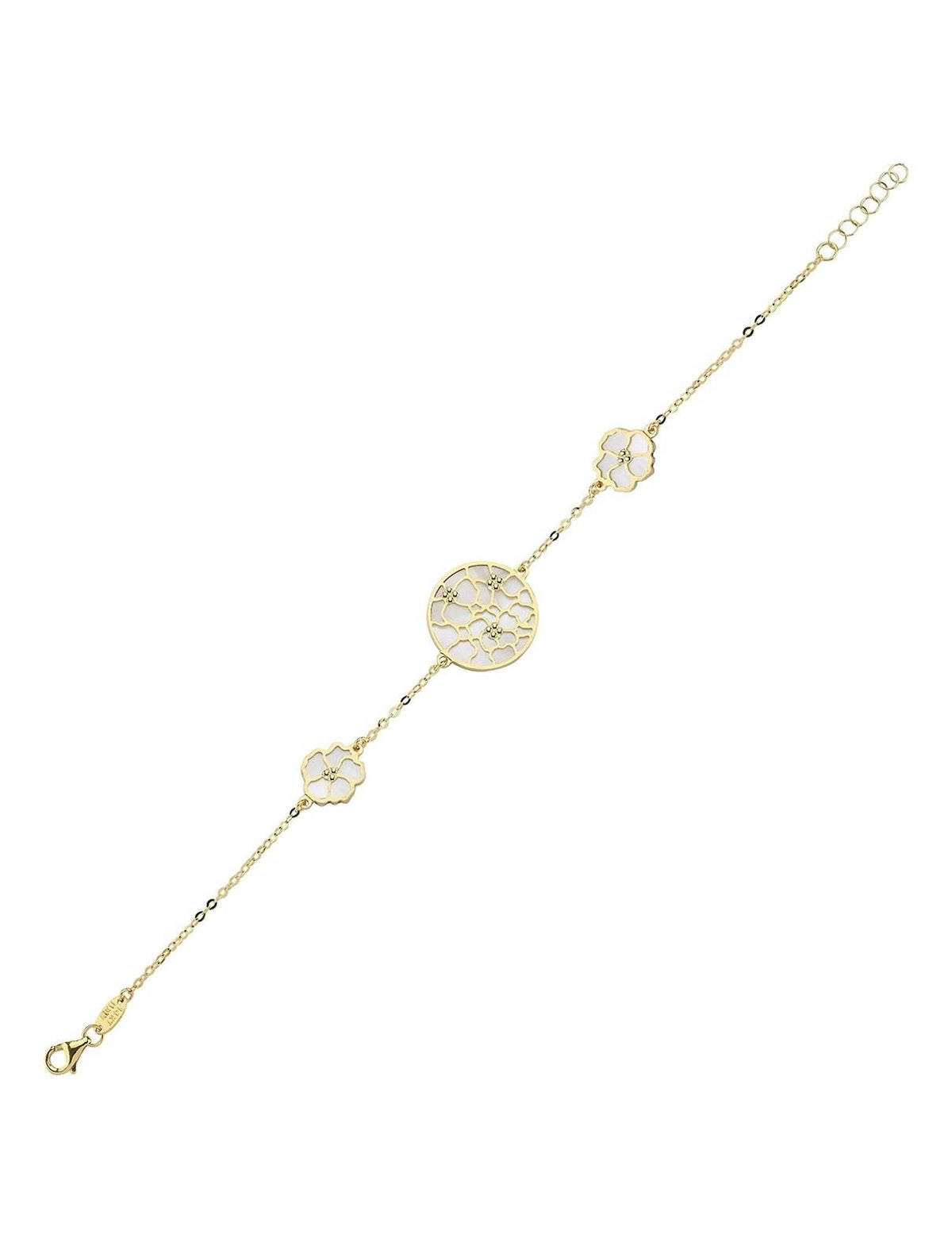 Reversible Pink White Mother-of-Pearl Gold Bracelet