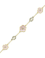 Reversible Pink White Mother-of-Pearl Gold Bracelet