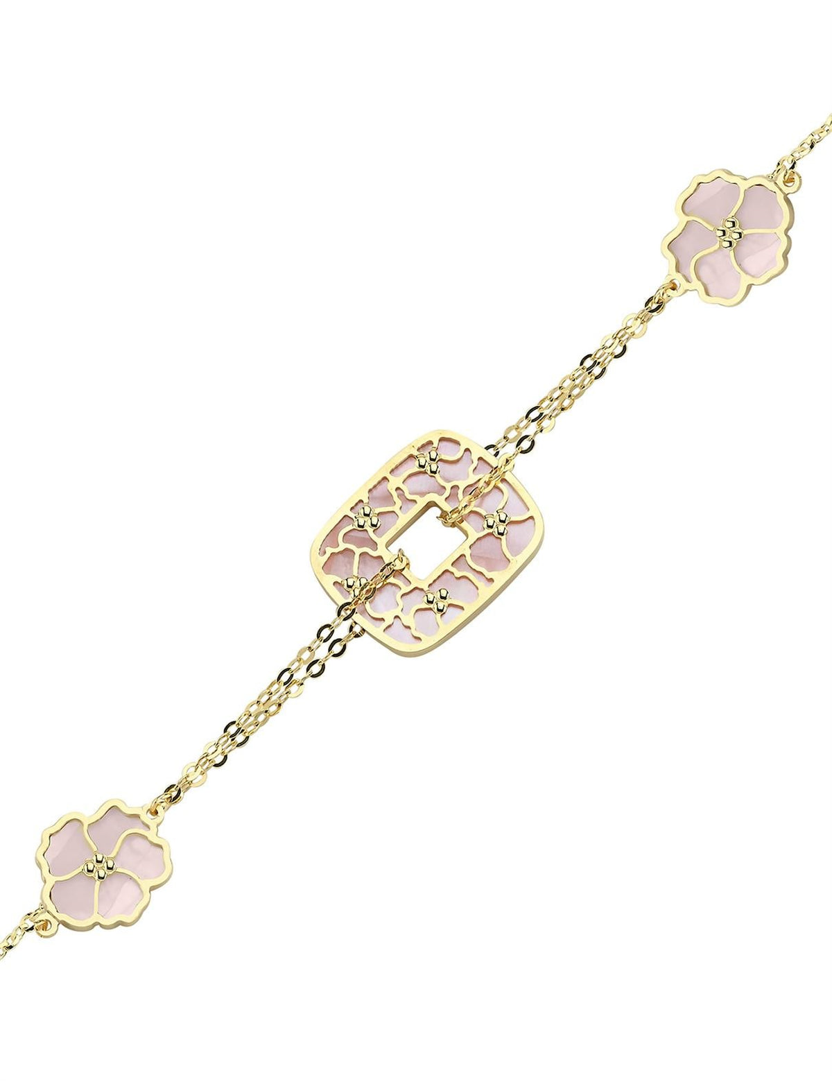 Reversible Pink White Mother-of-Pearl Gold Bracelet Main image