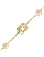 Reversible Pink White Mother-of-Pearl Gold Bracelet