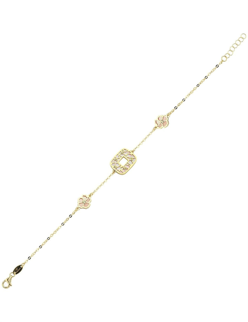 Reversible Pink White Mother-of-Pearl Gold Bracelet