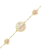 Reversible Pink White Mother-of-Pearl Gold Bracelet