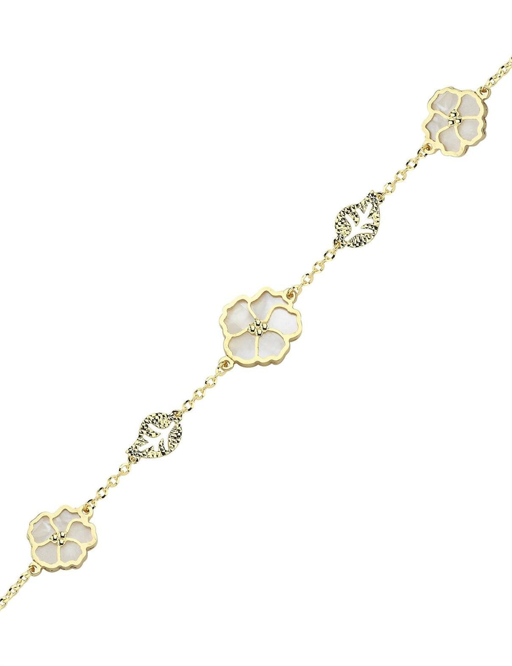 Reversible Pink White Mother-of-Pearl Gold Bracelet