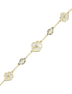 Reversible Pink White Mother-of-Pearl Gold Bracelet