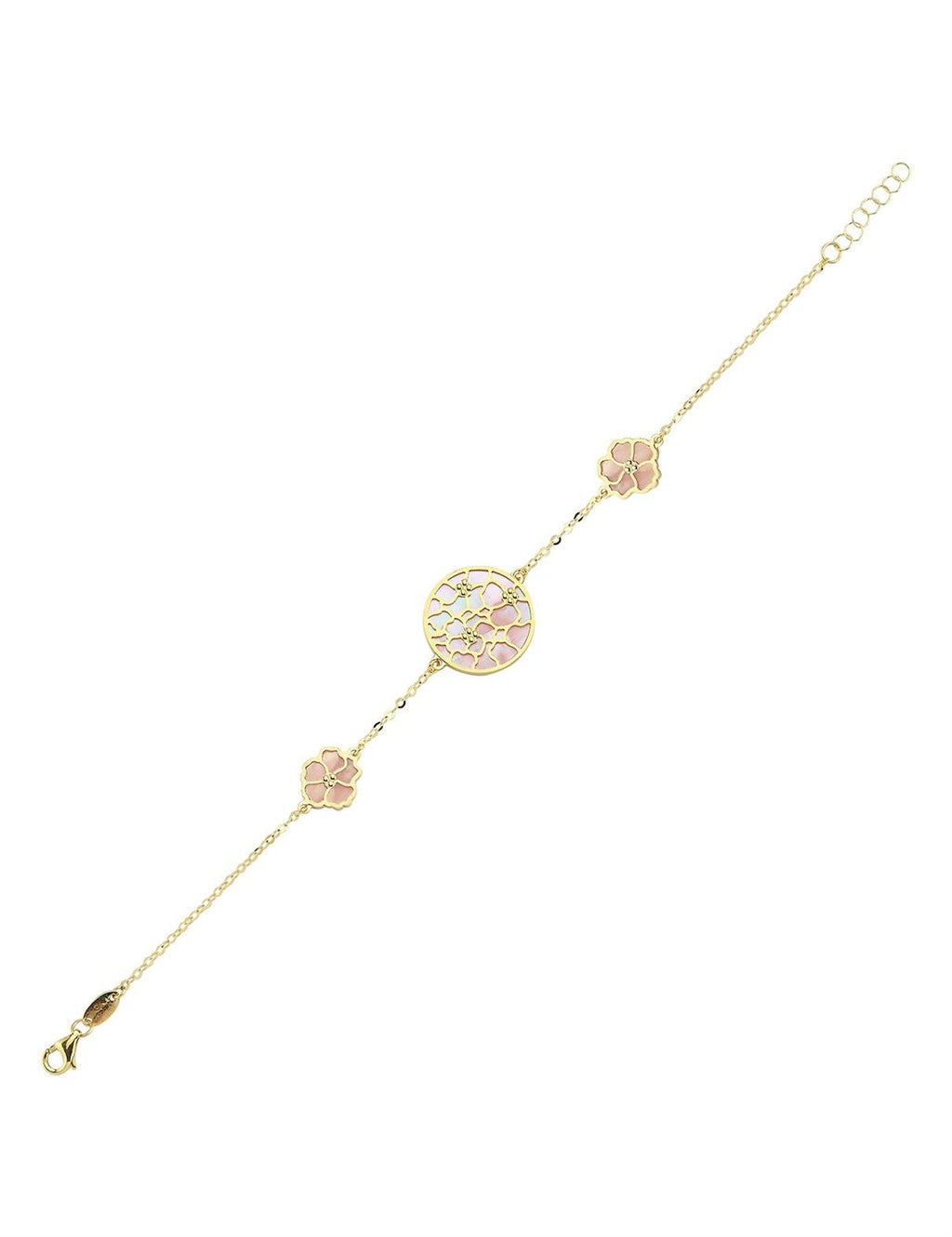 Reversible Pink White Mother-of-Pearl Gold Bracelet