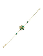 Green White Mother-of-Pearl Floral Gold Bracelet