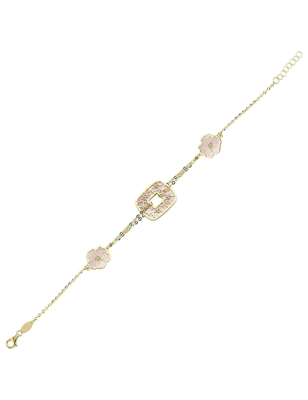 Reversible Pink White Mother-of-Pearl Gold Bracelet