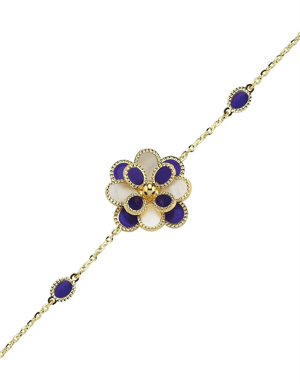 White Mother-of-Pearl Enamel Gold Bracelet