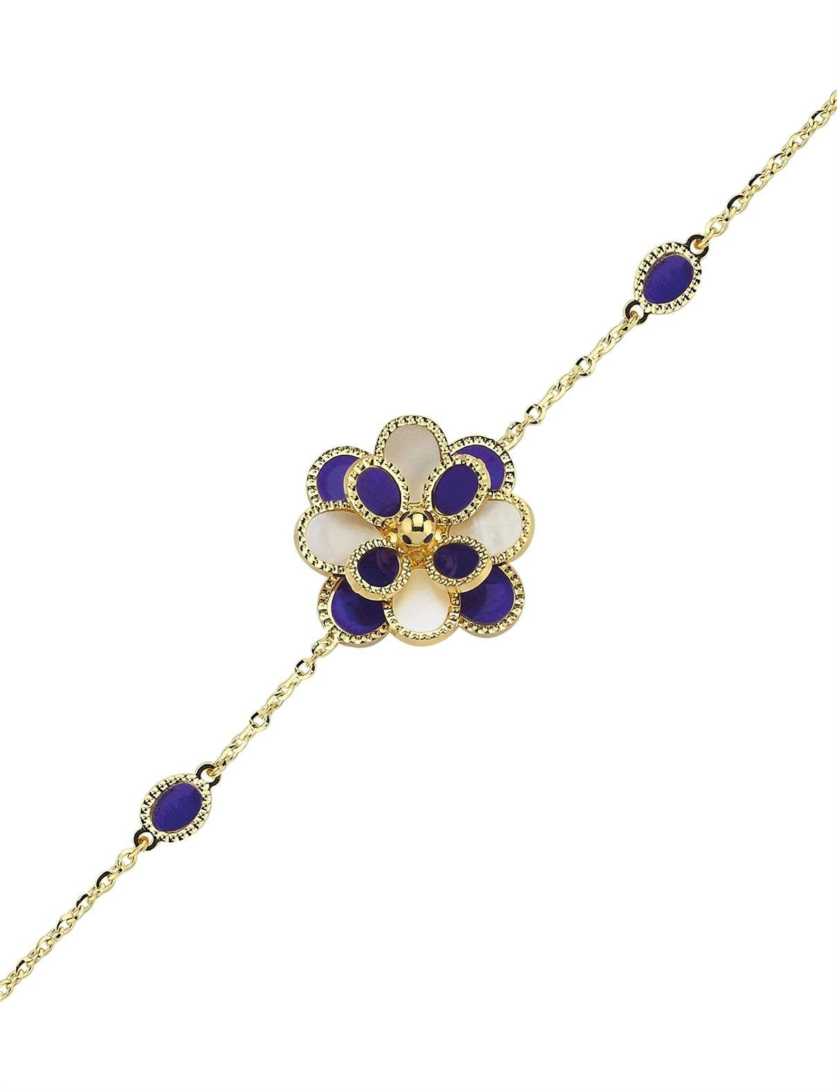 White Mother-of-Pearl Enamel Gold Bracelet