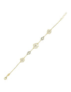 Reversible Pink White Mother-of-Pearl Gold Bracelet