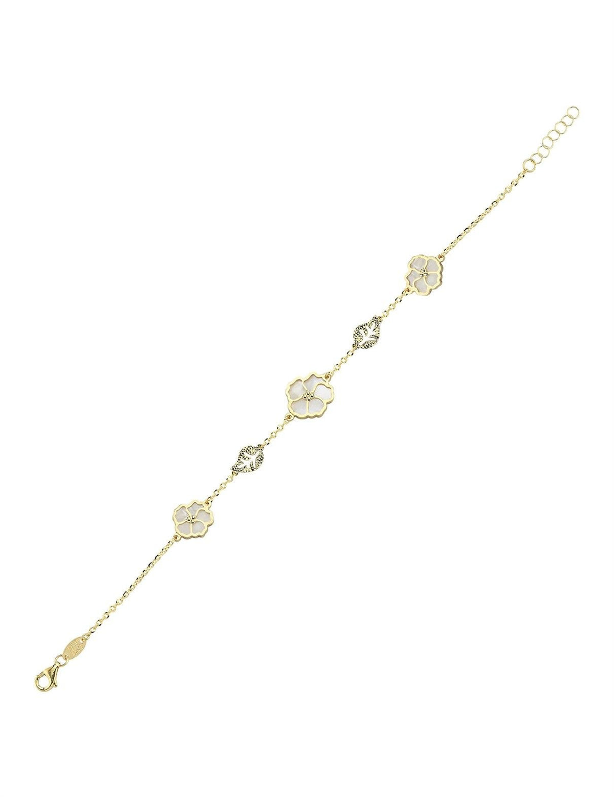 Reversible Pink White Mother-of-Pearl Gold Bracelet