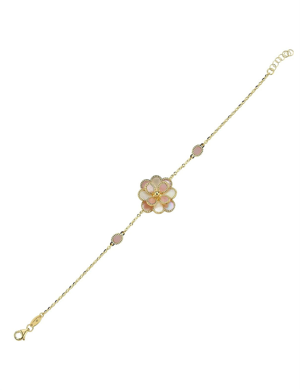Pink White Mother-of-Pearl Rosella Gold Bracelet