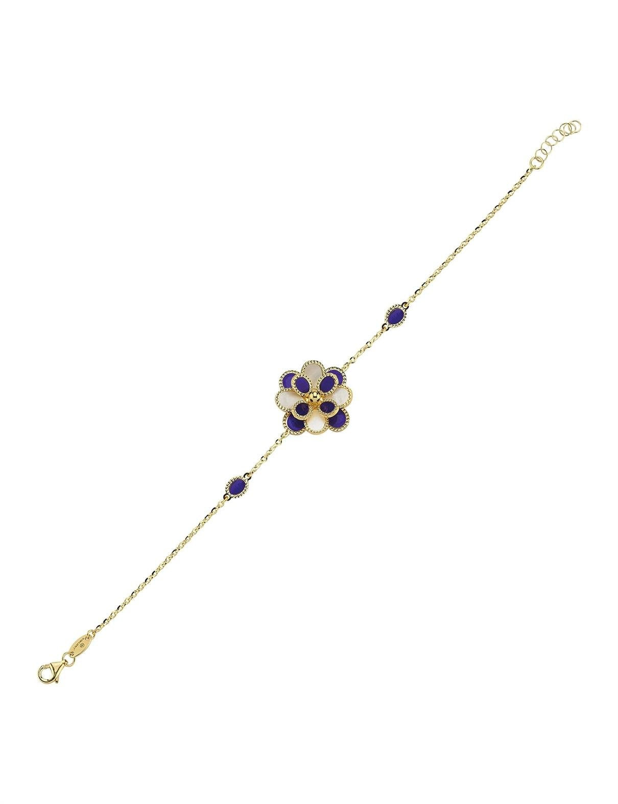 White Mother-of-Pearl Enamel Gold Bracelet