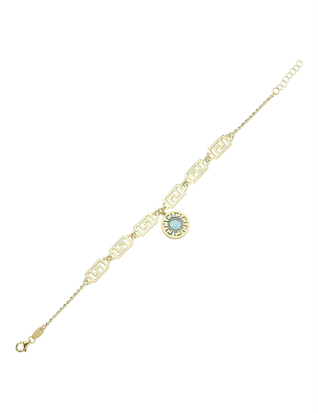 Reversible Blue White Mother-of-Pearl Gold Bracelet