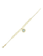 Reversible Blue White Mother-of-Pearl Gold Bracelet