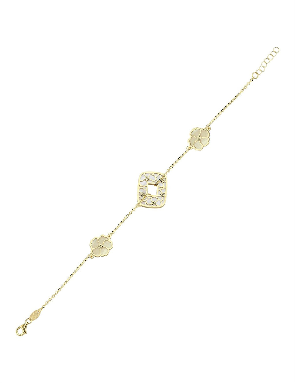 Reversible Pink White Mother-of-Pearl Gold Bracelet