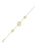 Reversible Pink White Mother-of-Pearl Gold Bracelet