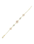 Reversible Pink White Mother-of-Pearl Gold Bracelet