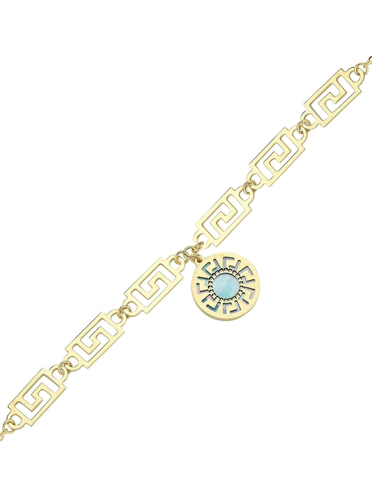 Reversible Blue White Mother-of-Pearl Gold Bracelet Main image