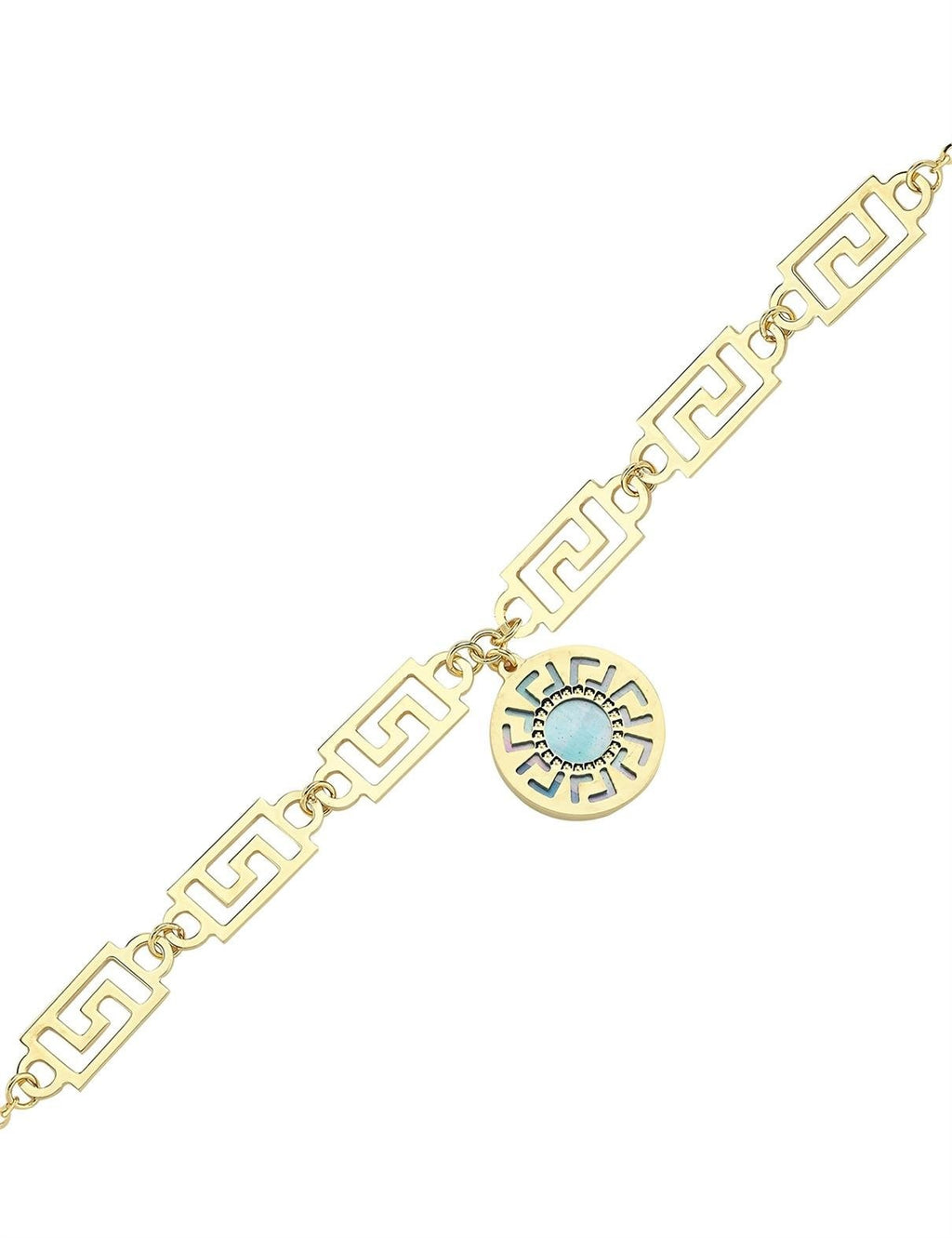 Reversible Blue White Mother-of-Pearl Gold Bracelet