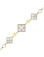 Reversible Pink White Mother-of-Pearl Gold Bracelet